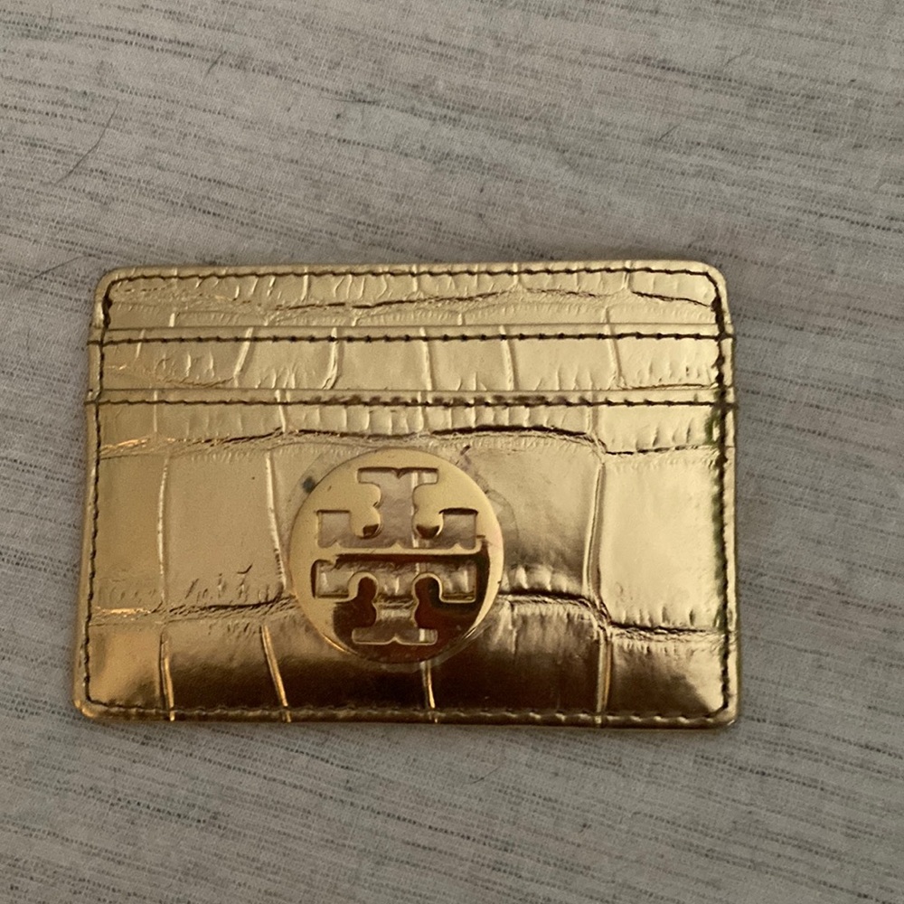 Tory Burch Gold Metallic Card case